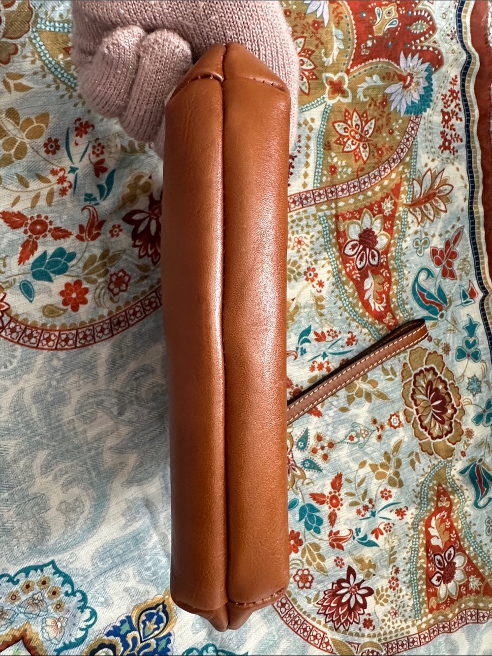 Tan Leather Wristlet Clutch - Picture 3 of 7
